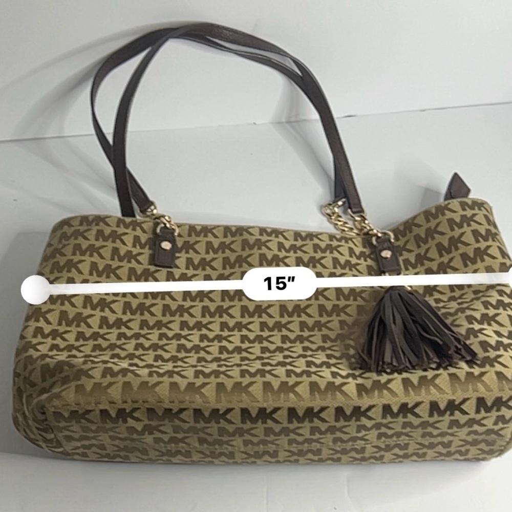 Michael Kors Jet Set Top Zip Tote in Brown with MK Logo design - Picture 9 of 14